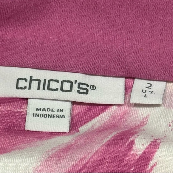 Chicos Bungee Performance Athletic Shirt Size L Spring Watercolor Quarter Zip - Picture 9 of 11